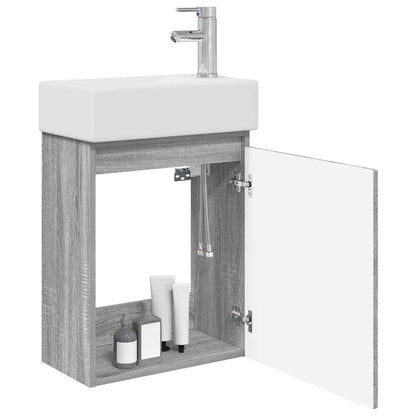 vidaXL Bathroom Vanity Unit with Tap Grey Sonoma 45.5 x 22.5 x 84 cm