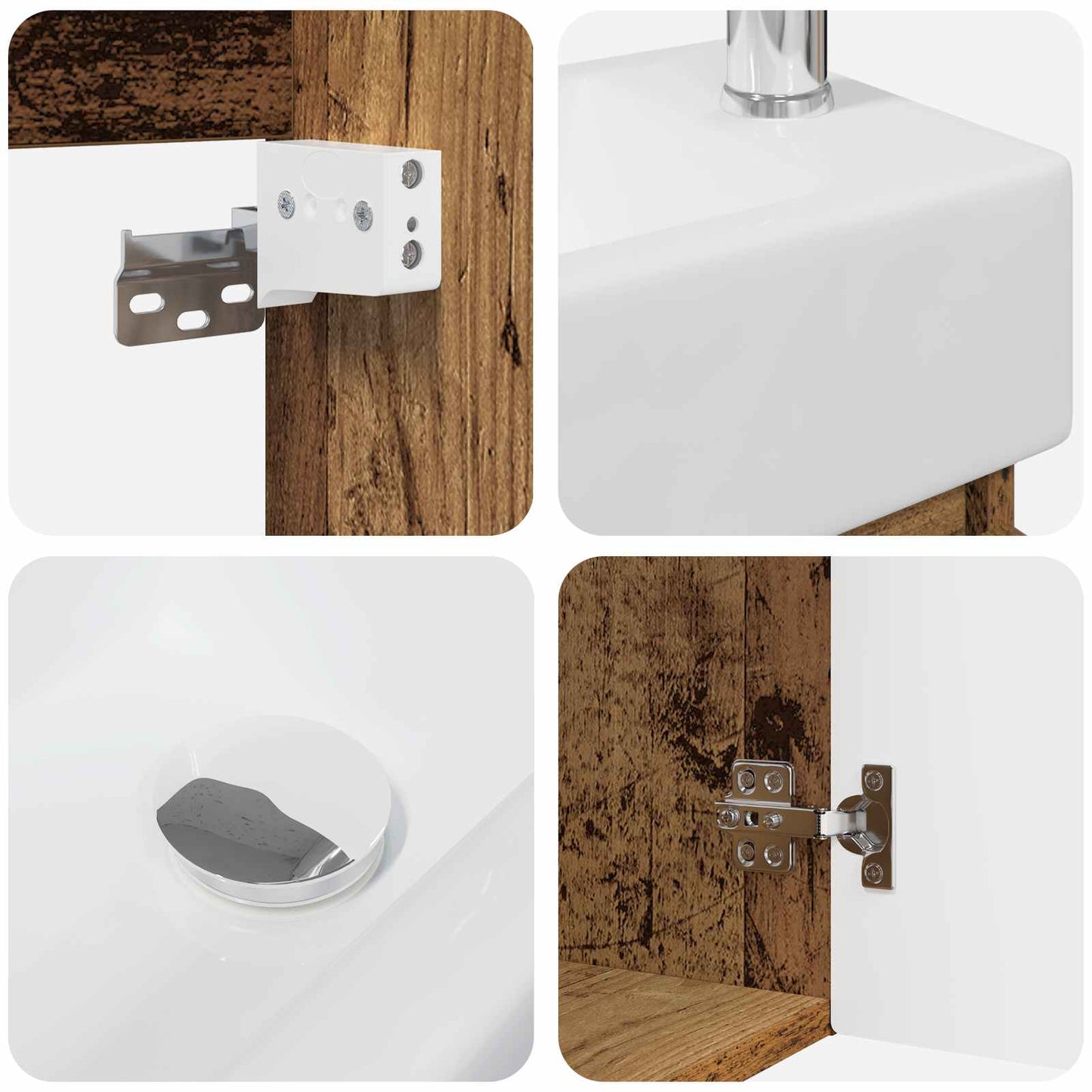 vidaXL Bathroom Vanity Unit with Tap Old Wood 45.5 x 22.5 x 84 cm