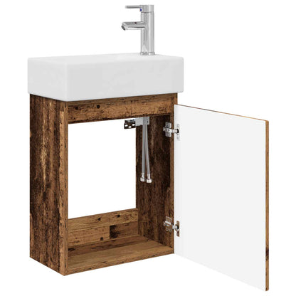 vidaXL Bathroom Vanity Unit with Tap Old Wood 45.5 x 22.5 x 84 cm