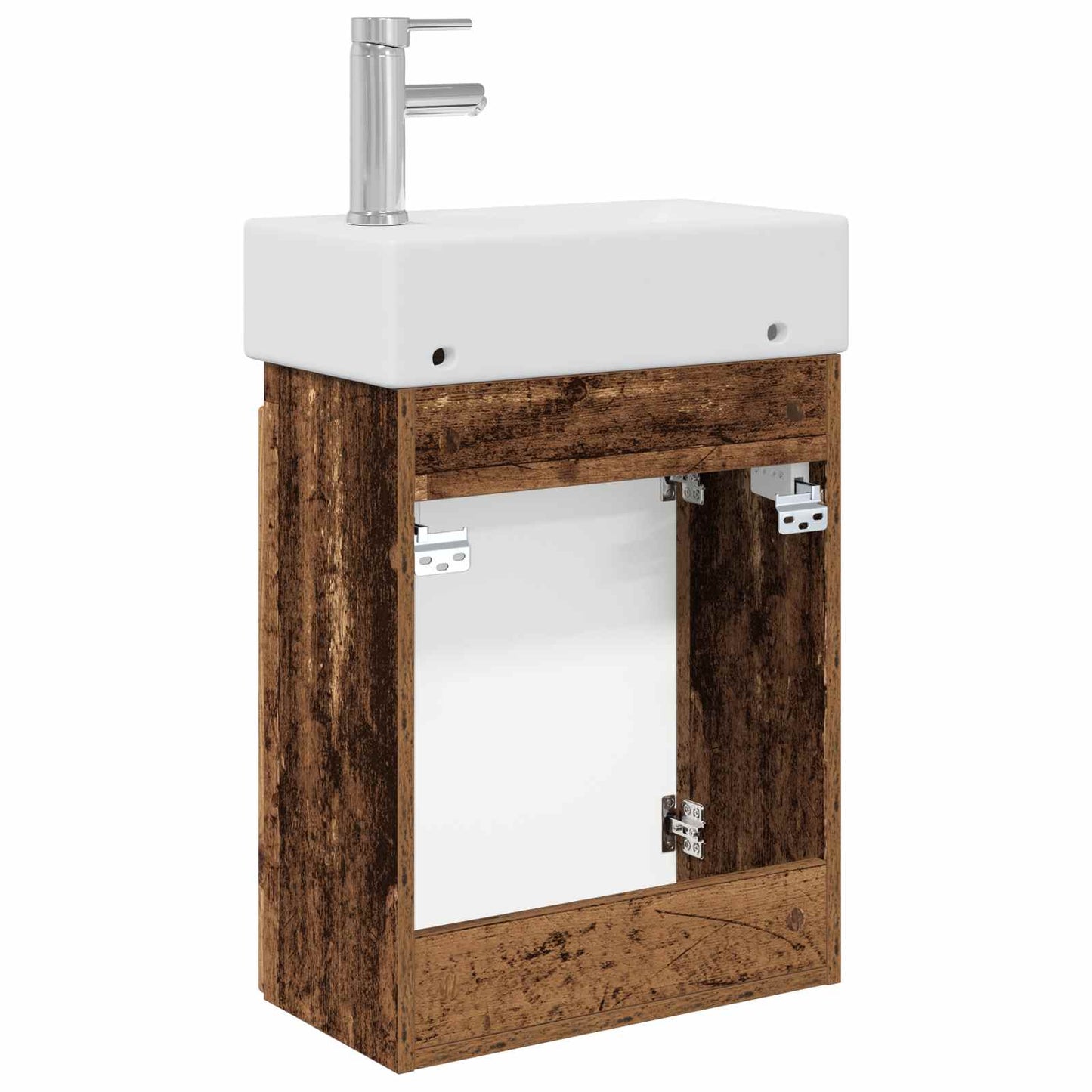 vidaXL Bathroom Vanity Unit with Tap Old Wood 45.5 x 22.5 x 84 cm