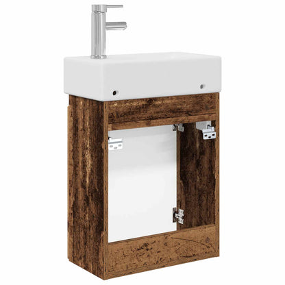 vidaXL Bathroom Vanity Unit with Tap Old Wood 45.5 x 22.5 x 84 cm
