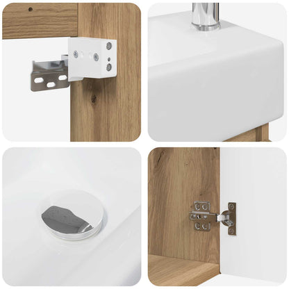 vidaXL Bathroom Vanity Unit with Tap Artisan Oak 45.5 x 22.5 x 84 cm