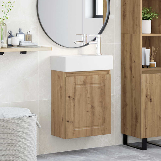 vidaXL Bathroom Vanity Unit with Tap Artisan Oak 45.5 x 22.5 x 84 cm