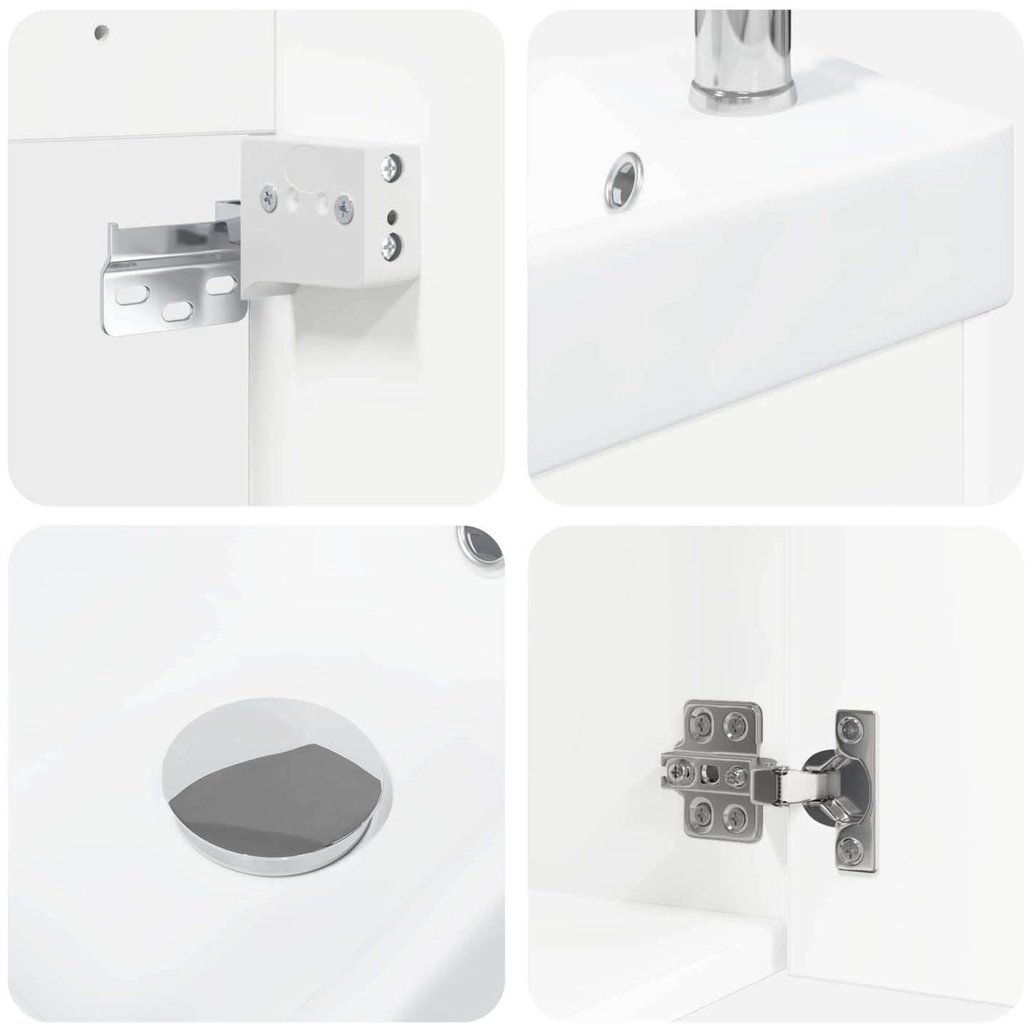 vidaXL Bathroom Vanity Unit with Tap White 40.5 x 22.5 x 62 cm