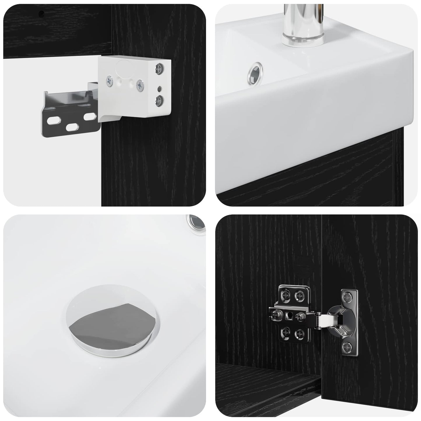 vidaXL Bathroom Vanity Unit with Tap Black Oak 40.5 x 22.5 x 62 cm