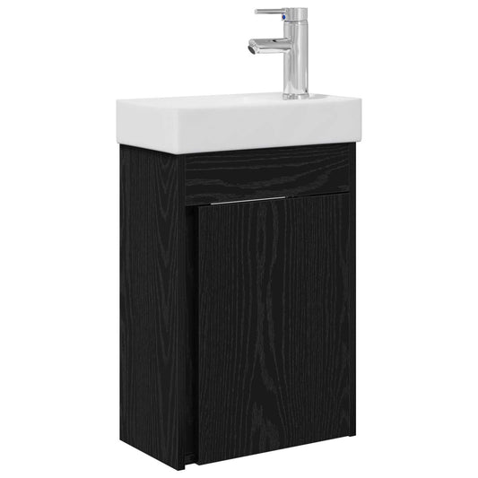 vidaXL Bathroom Vanity Unit with Tap Black Oak 40.5 x 22.5 x 62 cm