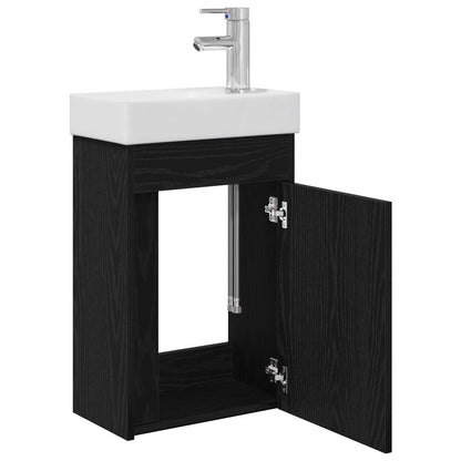 vidaXL Bathroom Vanity Unit with Tap Black Oak 40.5 x 22.5 x 62 cm