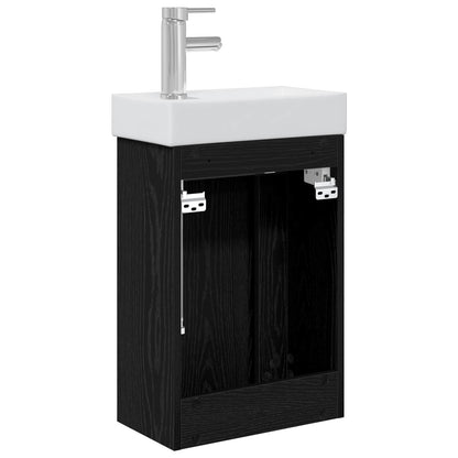 vidaXL Bathroom Vanity Unit with Tap Black Oak 40.5 x 22.5 x 62 cm