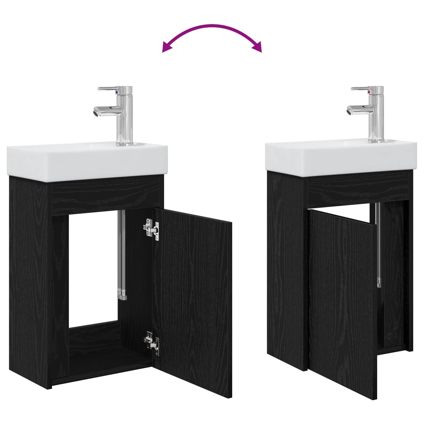 vidaXL Bathroom Vanity Unit with Tap Black Oak 40.5 x 22.5 x 62 cm