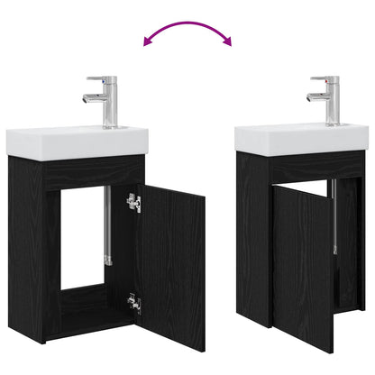 vidaXL Bathroom Vanity Unit with Tap Black Oak 40.5 x 22.5 x 62 cm