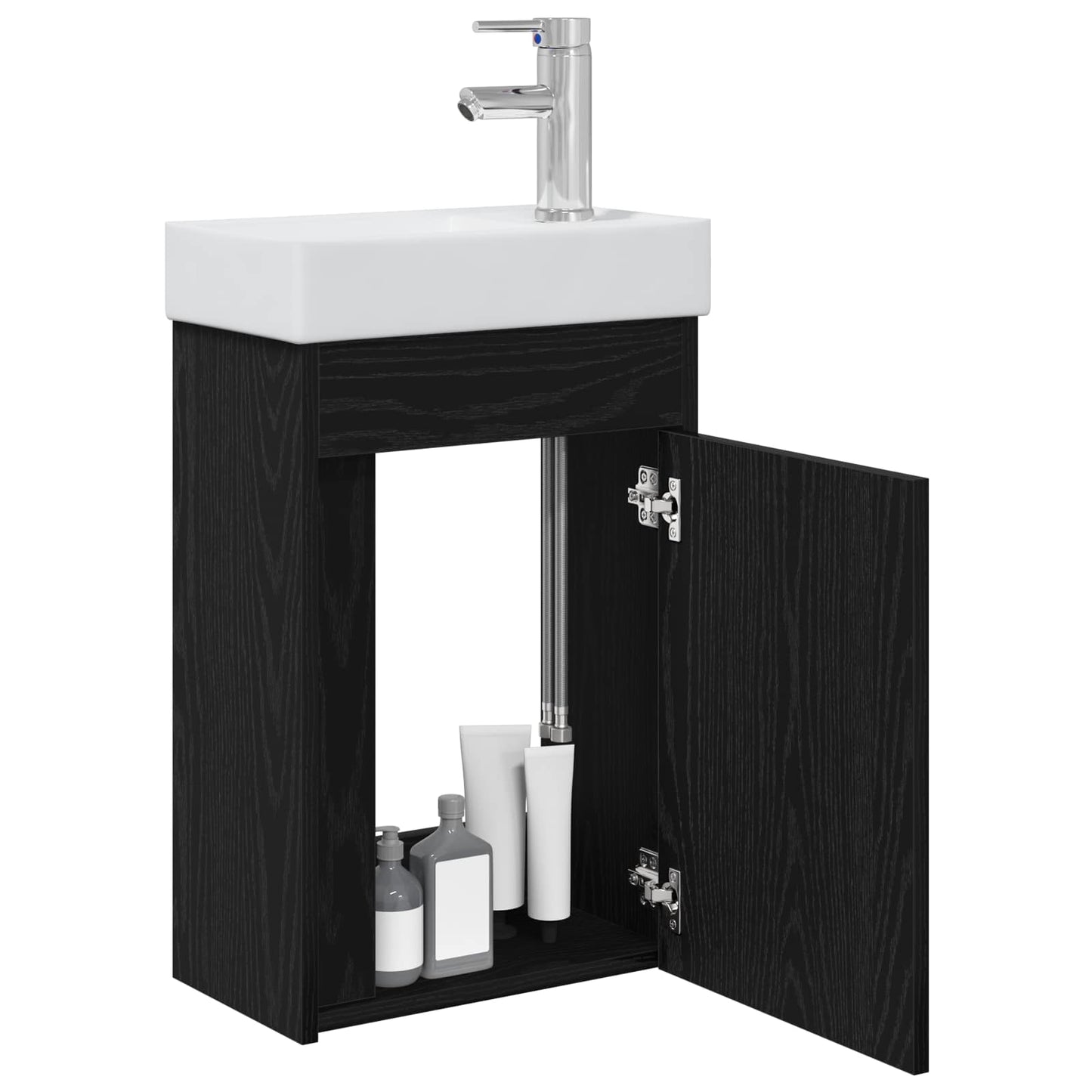 vidaXL Bathroom Vanity Unit with Tap Black Oak 40.5 x 22.5 x 62 cm