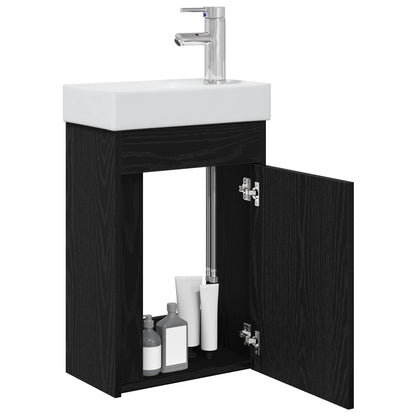 vidaXL Bathroom Vanity Unit with Tap Black Oak 40.5 x 22.5 x 62 cm