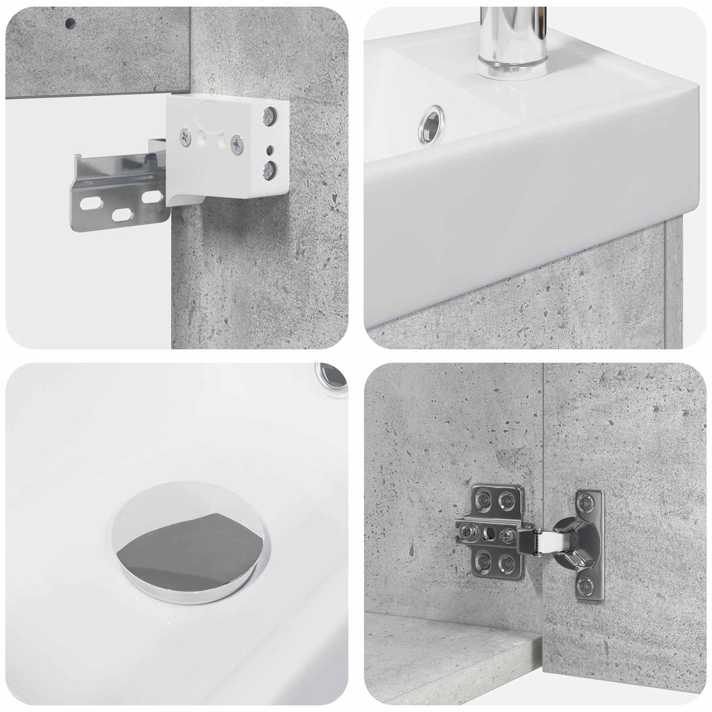 vidaXL Bathroom Vanity Unit with Tap Concrete Grey 40.5 x 22.5 x 62 cm