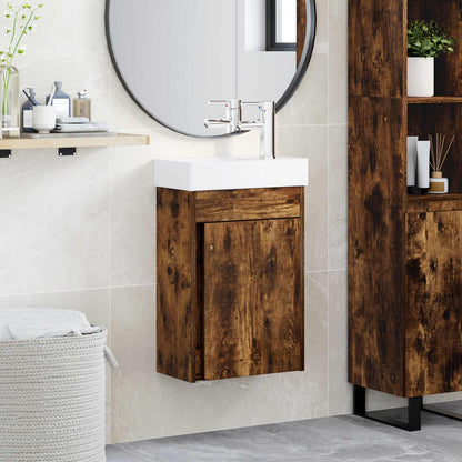 vidaXL Bathroom Vanity Unit with Tap Smoked Oak 40.5 x 22.5 x 62 cm