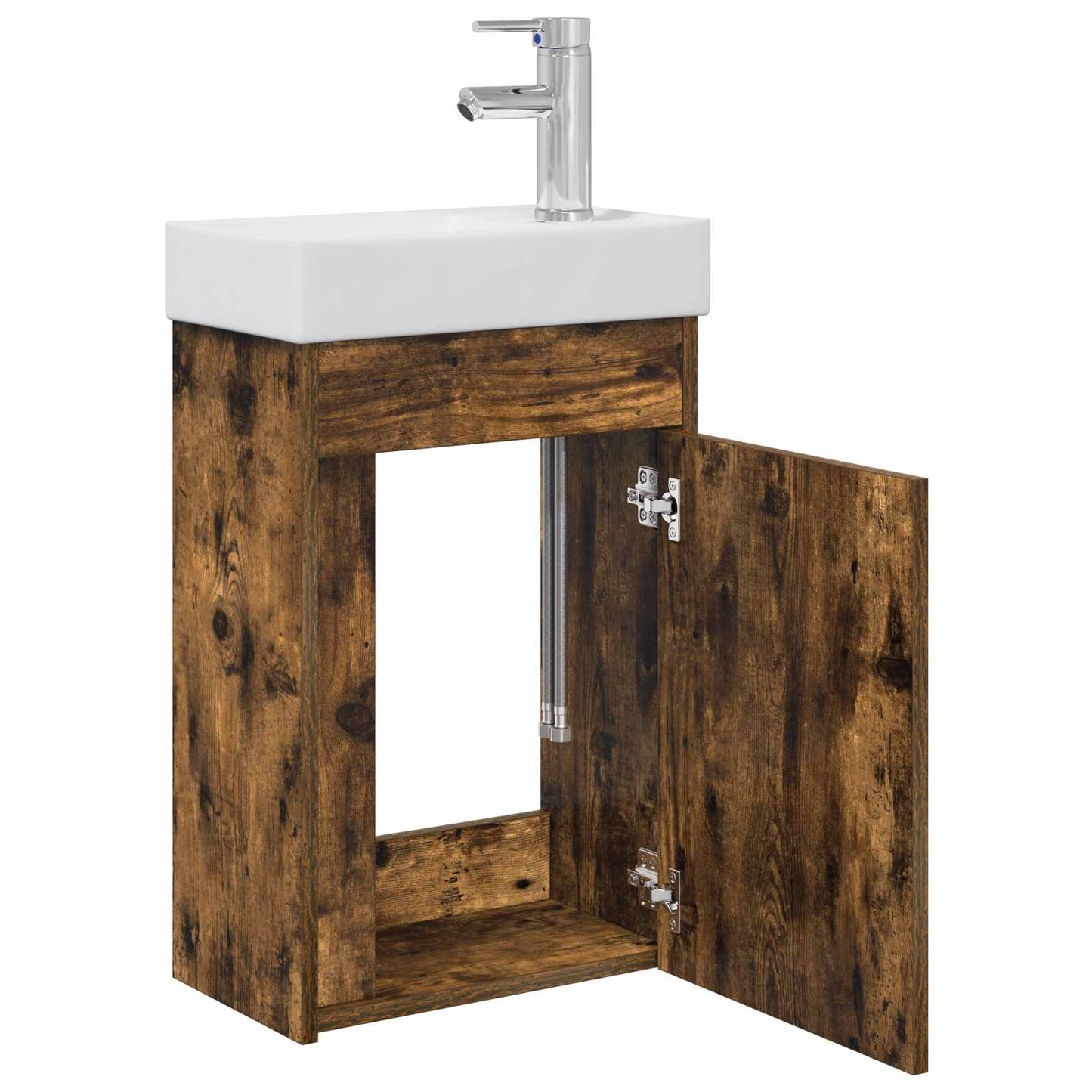 vidaXL Bathroom Vanity Unit with Tap Smoked Oak 40.5 x 22.5 x 62 cm