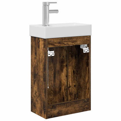 vidaXL Bathroom Vanity Unit with Tap Smoked Oak 40.5 x 22.5 x 62 cm