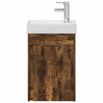 vidaXL Bathroom Vanity Unit with Tap Smoked Oak 40.5 x 22.5 x 62 cm