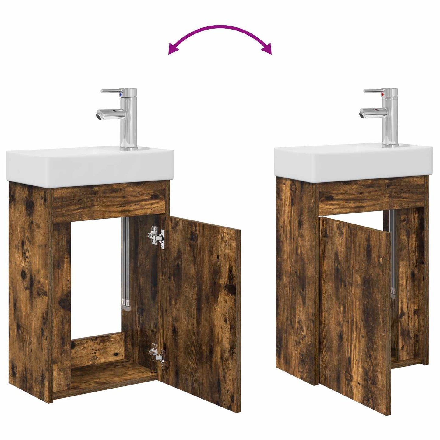 vidaXL Bathroom Vanity Unit with Tap Smoked Oak 40.5 x 22.5 x 62 cm
