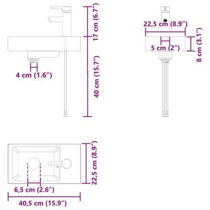 vidaXL Bathroom Vanity Unit with Tap Smoked Oak 40.5 x 22.5 x 62 cm