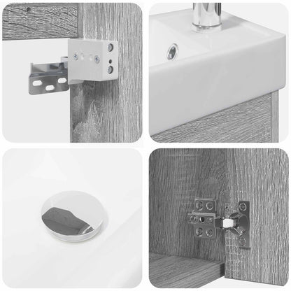 vidaXL Bathroom Vanity Unit with Tap Grey Sonoma 40.5 x 22.5 x 62 cm