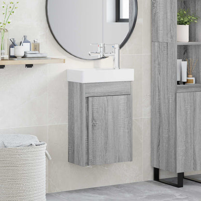 vidaXL Bathroom Vanity Unit with Tap Grey Sonoma 40.5 x 22.5 x 62 cm