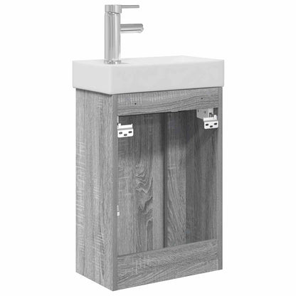 vidaXL Bathroom Vanity Unit with Tap Grey Sonoma 40.5 x 22.5 x 62 cm