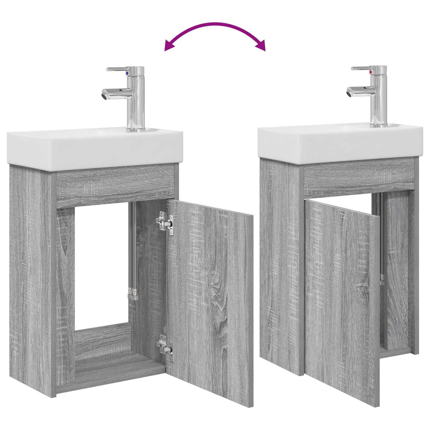 vidaXL Bathroom Vanity Unit with Tap Grey Sonoma 40.5 x 22.5 x 62 cm