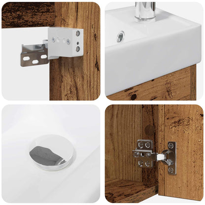 vidaXL Bathroom Vanity Unit with Tap Old Wood 40.5 x 22.5 x 62 cm