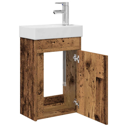 vidaXL Bathroom Vanity Unit with Tap Old Wood 40.5 x 22.5 x 62 cm