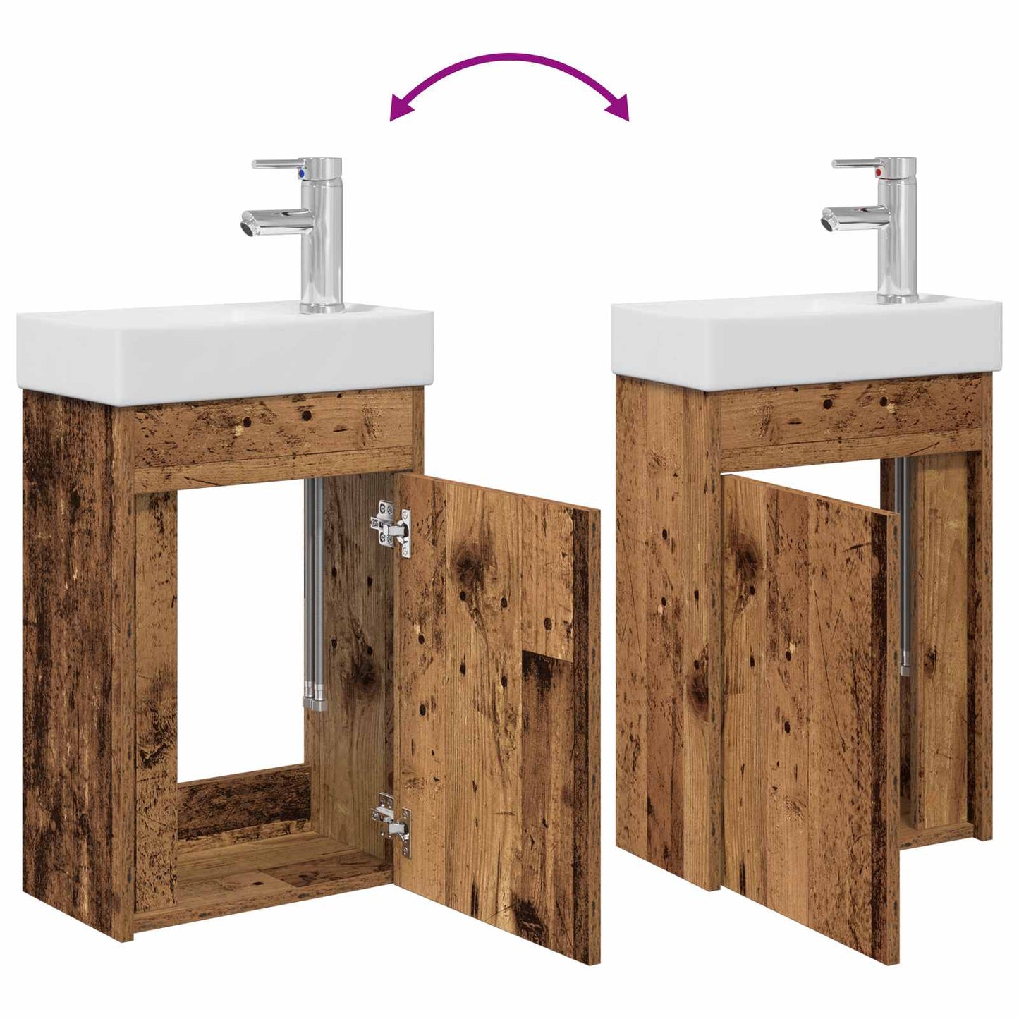 vidaXL Bathroom Vanity Unit with Tap Old Wood 40.5 x 22.5 x 62 cm