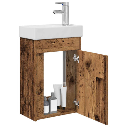 vidaXL Bathroom Vanity Unit with Tap Old Wood 40.5 x 22.5 x 62 cm