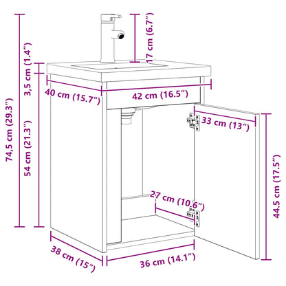 vidaXL Bathroom Vanity Unit with Tap White 42 x 40 x 74.5 cm