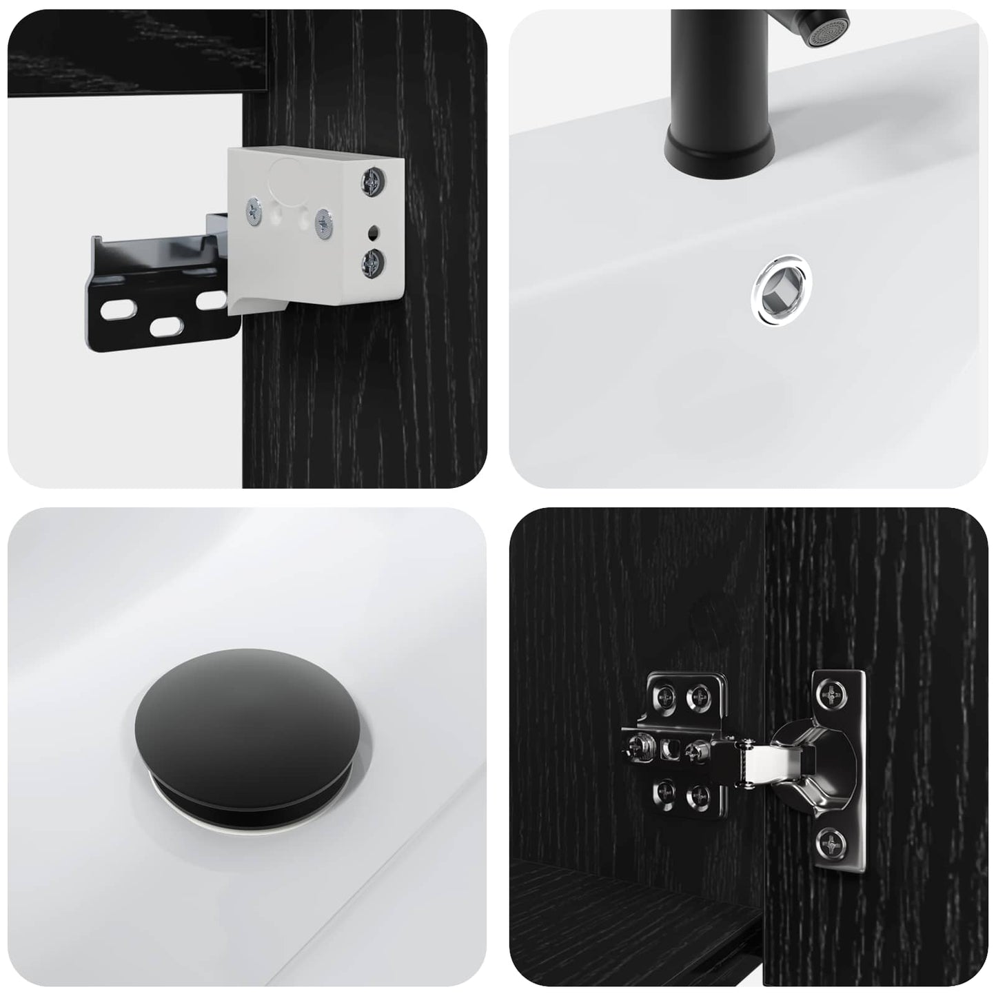 vidaXL Bathroom Vanity Unit with Tap Black Oak 42 x 40 x 74.5 cm