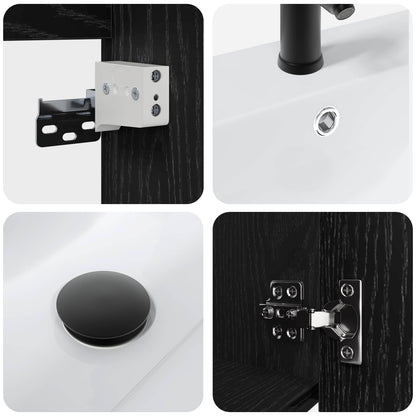 vidaXL Bathroom Vanity Unit with Tap Black Oak 42 x 40 x 74.5 cm