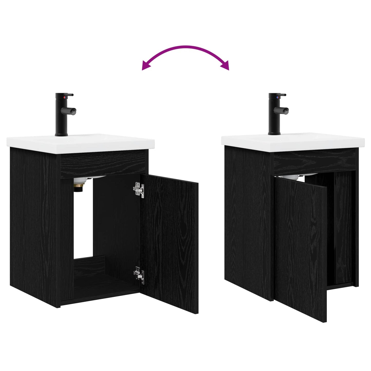 vidaXL Bathroom Vanity Unit with Tap Black Oak 42 x 40 x 74.5 cm