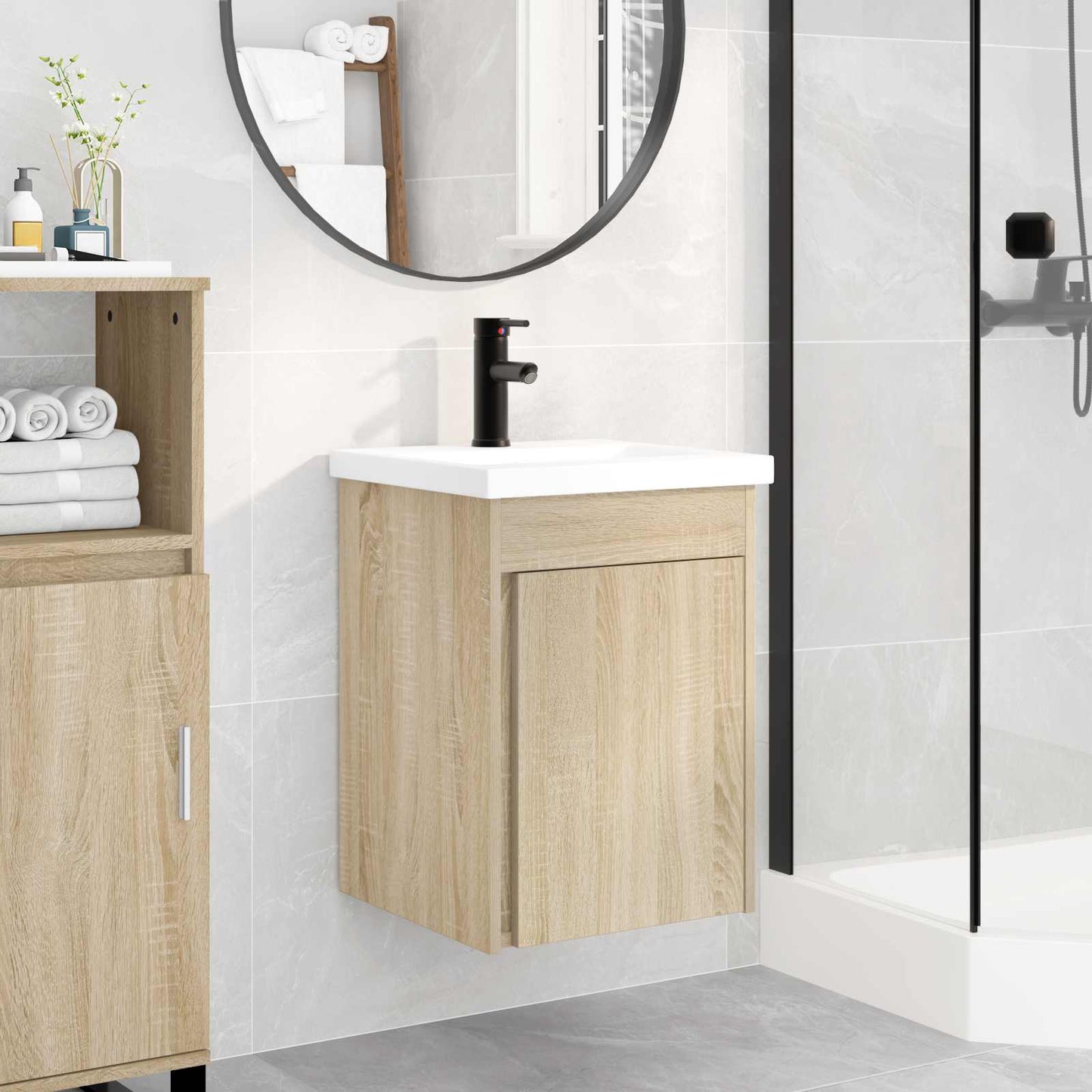 vidaXL Bathroom Vanity Unit with Tap Sonoma Oak 42 x 40 x 74.5 cm