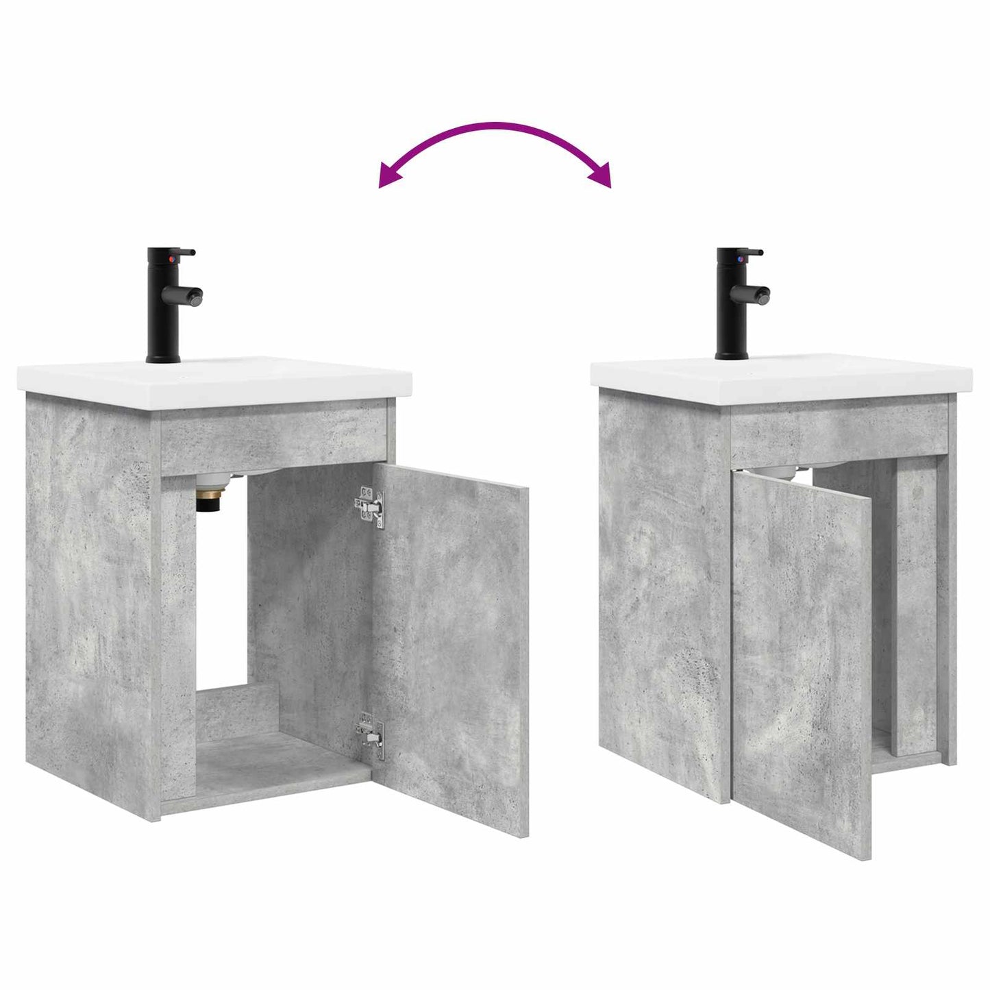 vidaXL Bathroom Vanity Unit with Tap Concrete Grey 42 x 40 x 74.5 cm