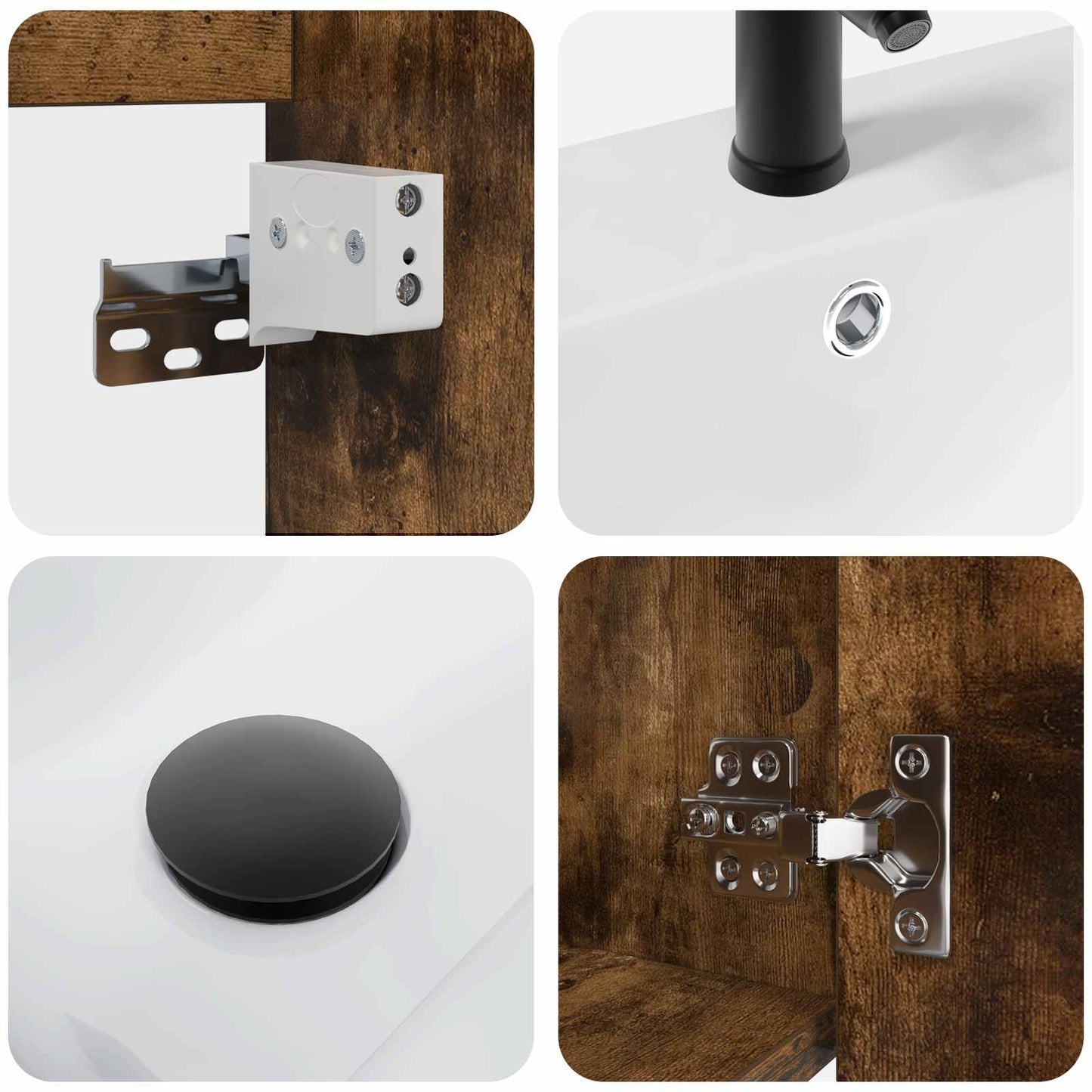 vidaXL Bathroom Vanity Unit with Tap Smoked Oak 42 x 40 x 74.5 cm
