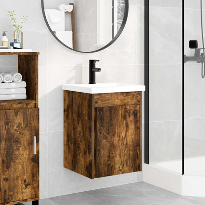 vidaXL Bathroom Vanity Unit with Tap Smoked Oak 42 x 40 x 74.5 cm