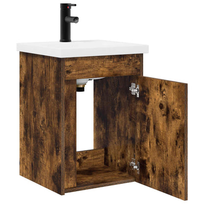 vidaXL Bathroom Vanity Unit with Tap Smoked Oak 42 x 40 x 74.5 cm