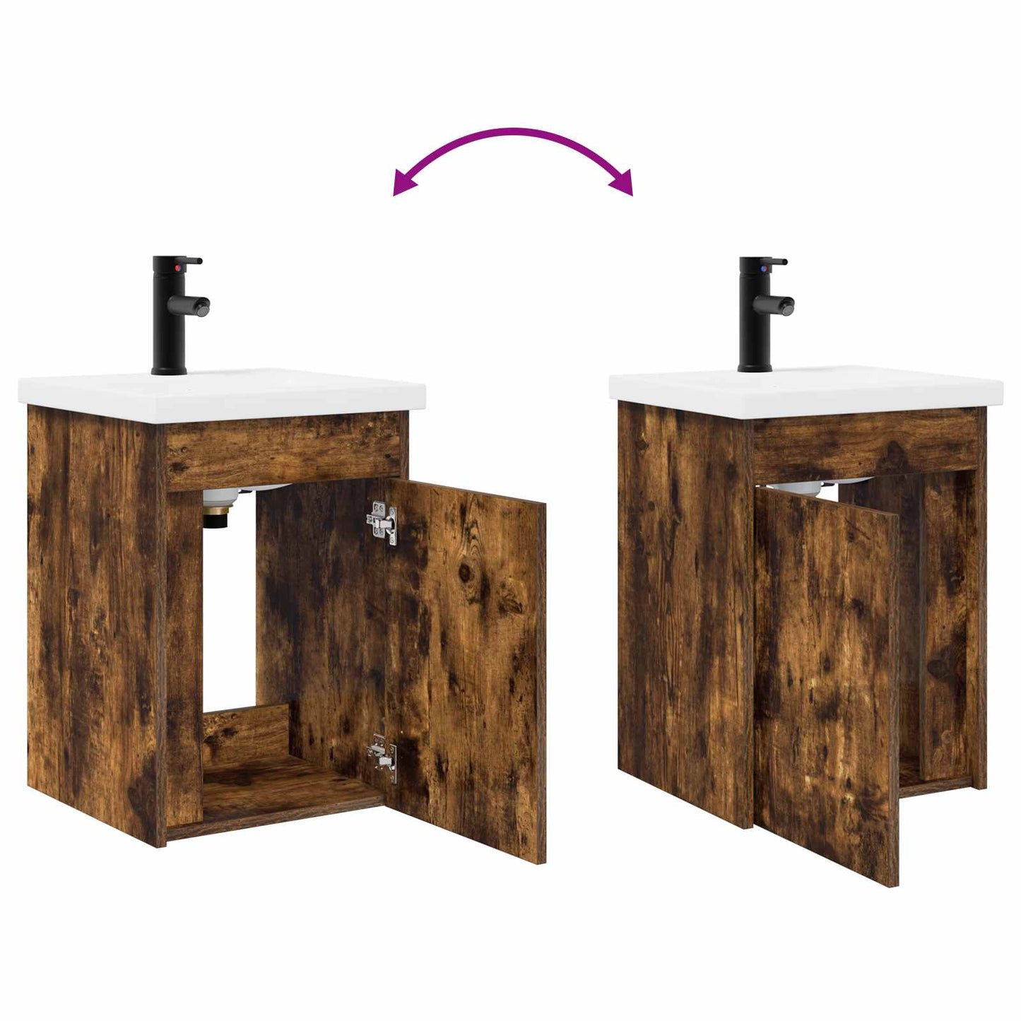 vidaXL Bathroom Vanity Unit with Tap Smoked Oak 42 x 40 x 74.5 cm