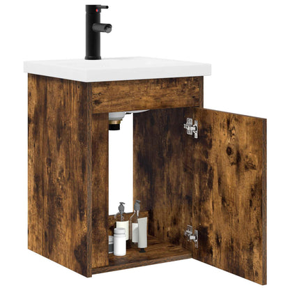 vidaXL Bathroom Vanity Unit with Tap Smoked Oak 42 x 40 x 74.5 cm