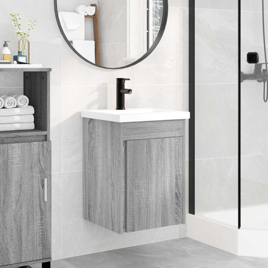 vidaXL Bathroom Vanity Unit with Tap Grey Sonoma 42 x 40 x 74.5 cm