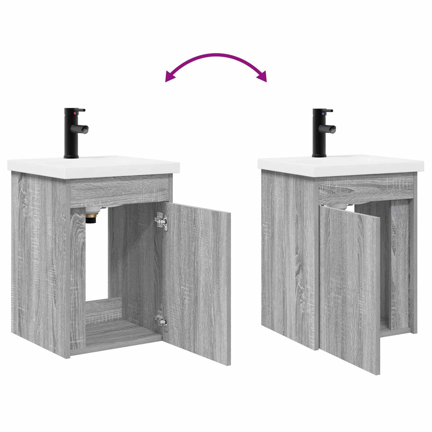 vidaXL Bathroom Vanity Unit with Tap Grey Sonoma 42 x 40 x 74.5 cm