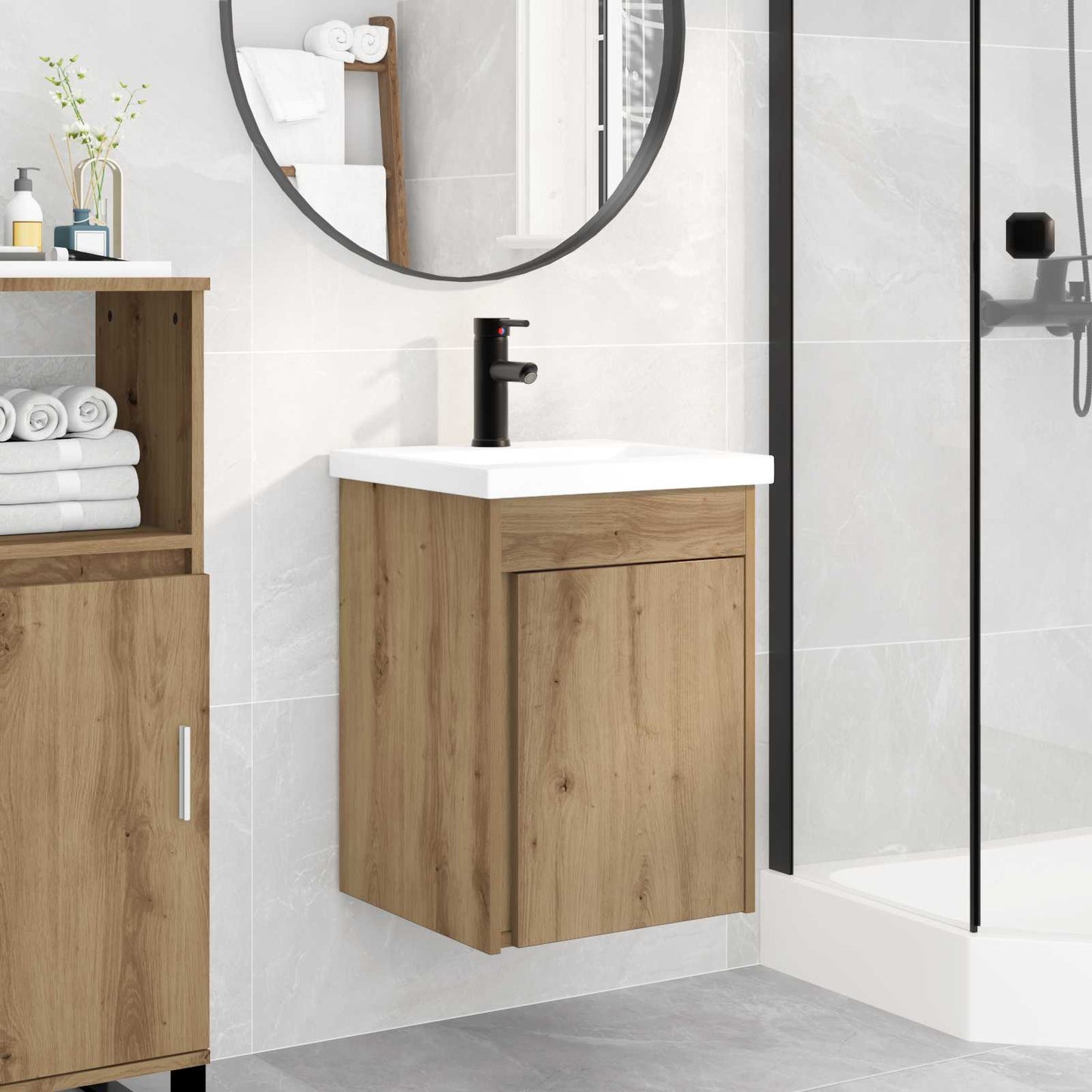 vidaXL Bathroom Vanity Unit with Tap Artisan Oak 42 x 40 x 74.5 cm