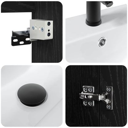 vidaXL Bathroom Vanity Unit with Tap Black Oak 61 x 40 x 74.5 cm