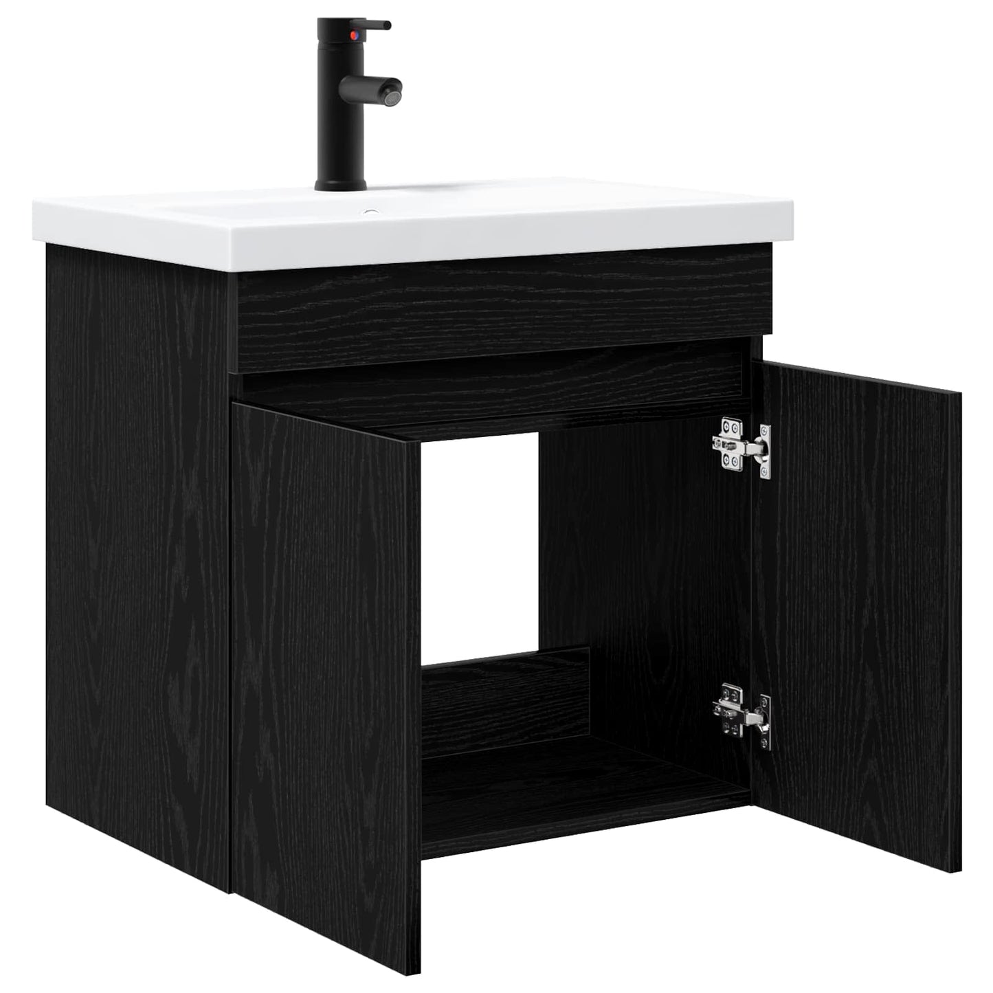 vidaXL Bathroom Vanity Unit with Tap Black Oak 61 x 40 x 74.5 cm