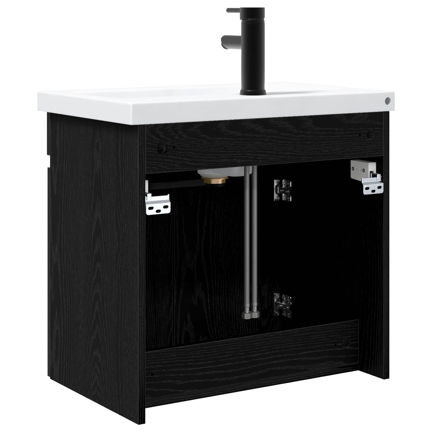 vidaXL Bathroom Vanity Unit with Tap Black Oak 61 x 40 x 74.5 cm
