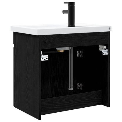 vidaXL Bathroom Vanity Unit with Tap Black Oak 61 x 40 x 74.5 cm