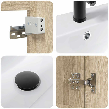 vidaXL Bathroom Vanity Unit with Tap Sonoma Oak 61 x 40 x 74.5 cm